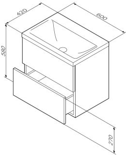 Тумба под раковину Am.Pm Gem 60см чёрный матовый M90FHX06022BM